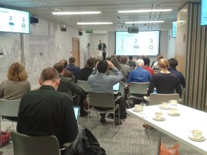 Martin Eve addresses the audience at the ACLAIIR Seminar on Open Access. 